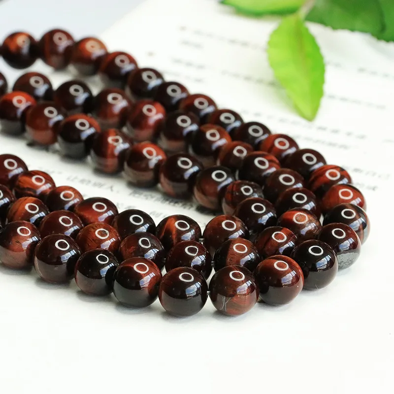 Red tiger eye long chain bead string crystal work in progress DIY jewelry accessories