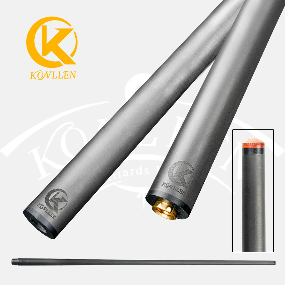 KONLLEN Pool Cue Stick Carbon Fiber Shaft with 3/8*8 Joint Pin low deflection for 12.5/12.9mm professional billiards Cue