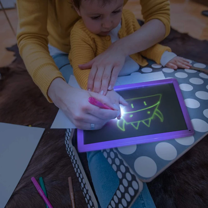 Tablero de dibujo iluminado de gran tamaño para niños y niñas, juguete educativo para pintar, con luz en la oscuridad, bricolaje, 2019