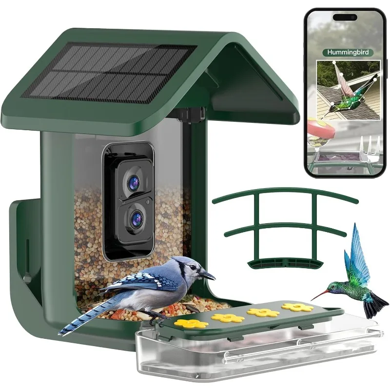 2K Live AI Identify Auto Capture Bird Video - WiFi Bird Watching Feeders Gift for Mom Dad