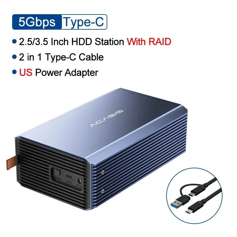 Acasis Dual Bay 2.5/3.5 inch externe harde schijf behuizing array kast SATA harde schijf array met RAID functie HDD behuizing