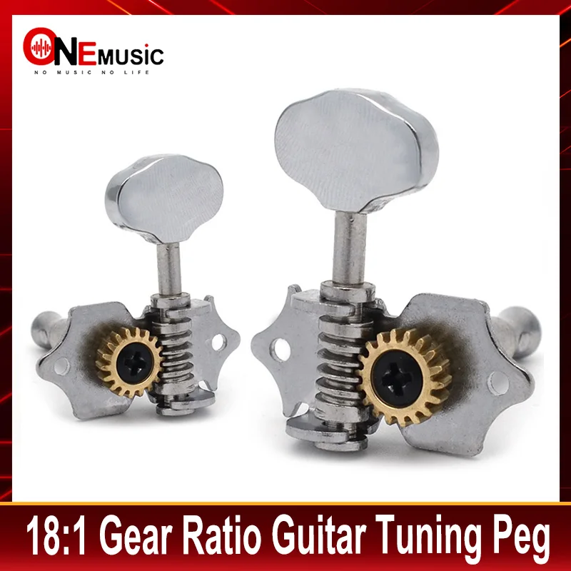 18:1 Open Gear UK Guitar Locking String Tuners Tuning Pegs Machine Head Middle Hole for Classical Guitar Ukulele Chrome