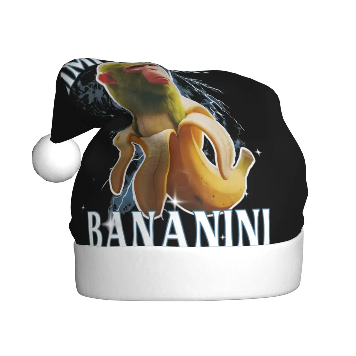 Italian Brainrot Chimpanzini Bananini Meme Anime Cartoon Christmas Hats for Adult Men Women Santa Hat Cap Xmas Accessories
