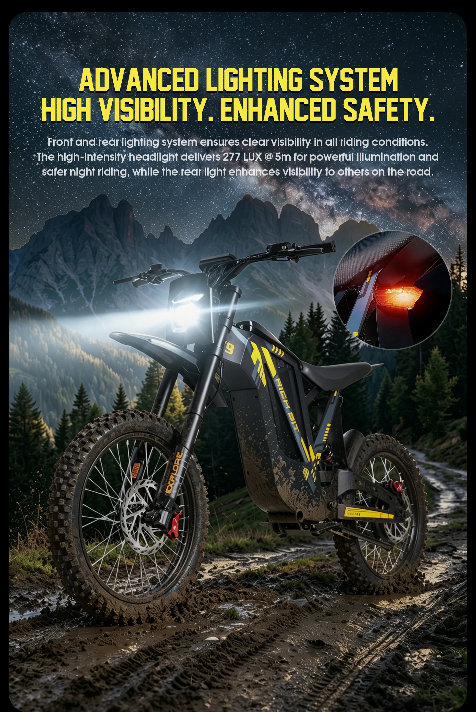 RICH BIT V9 Ultra 2500W Spitzenleistung Elektro-Mountainbike, 48V 20Ah Akku, 60-63km/h Höchstgeschwindigkeit, 76,7Nm Drehmoment, Offroad-Fatbike E-Bike