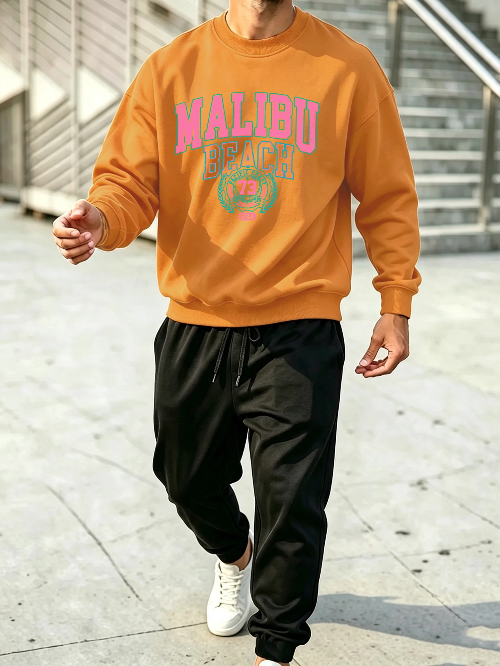 Malibu Beach Print Winter Flee - Street Fashion Elements 评论和价格