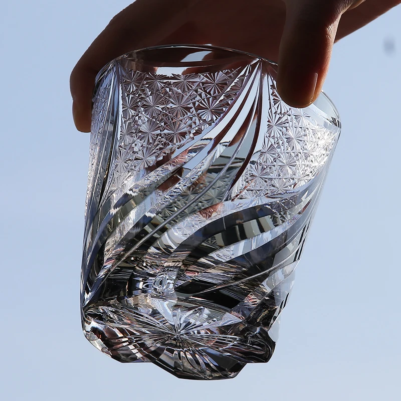 Wine Beer Jp - Hand Cut To Clear Grey Glass
