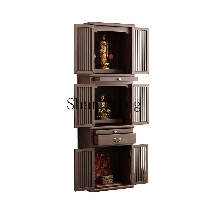 CL  wood simple three-layer ancestral shrine cabinet household new Chinese Buddhist niche vertical cabinet