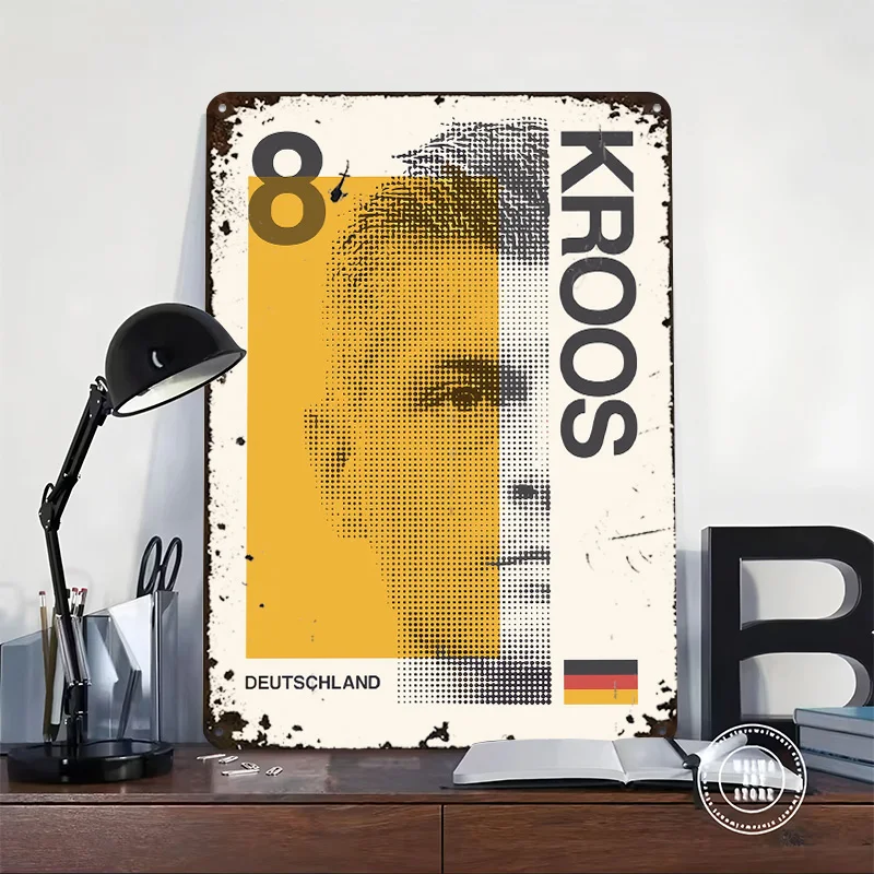 Toni Kroos Poster Retro 3D Printed Metal Signs Customized Wall Hanging Gift for Home Decor Accessories Living Room Decorations