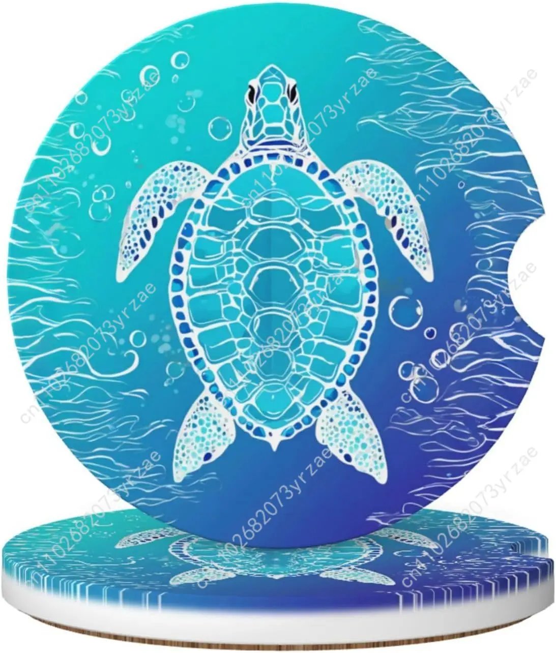 

Sea ​​Turtle Car Coasters 2pcs Absorbent Anti Slip Car Coasters Scalding Waterproof Easy Clean Car Interior Accessories