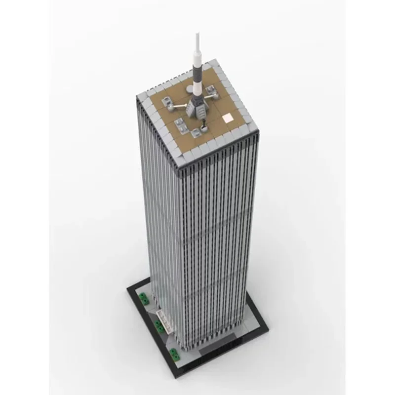 MOC-escena de arquitectura Global, centro comercial mundial, escala 1:800 (torre norte), miniatura de bloques de construcción, juego de mosaico, juguete DIY, regalo para niños