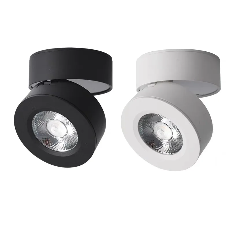 LED exposed spotlight foldable home living room background wall fill light cob ceiling adjustable angle free downlight 7W9W12W15