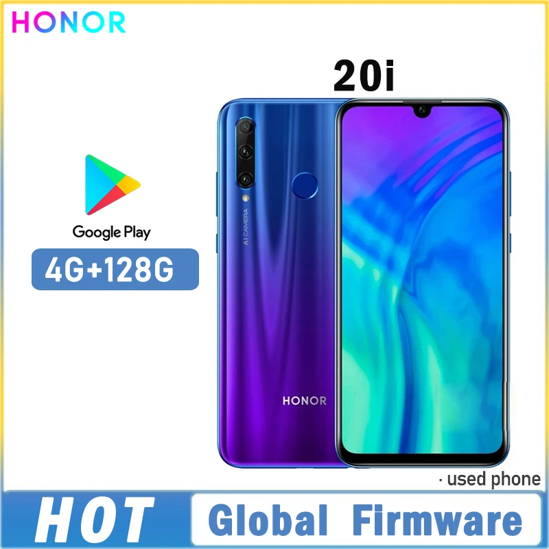Global Firmware HONOR 20i smartphone Android 9.0 Haisi Qilin 710 Fingerprint Recogniti 6.21 inch front camera 32MP used phone