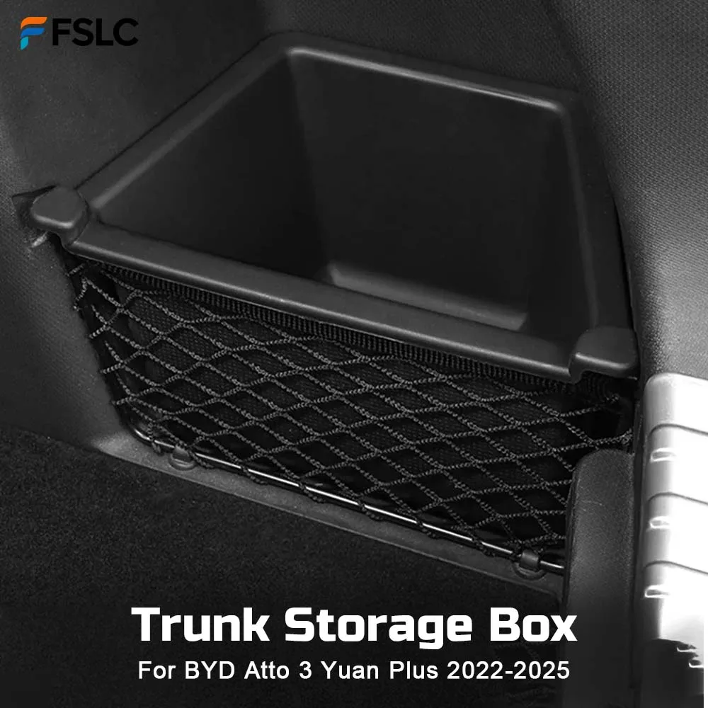 

⭐Genuine⭐ Storage Compartments On Both Sides Of The Car Trunk Trunk Storage Box For BYD Atto 3 Yuan Plus 2022-2025 Black