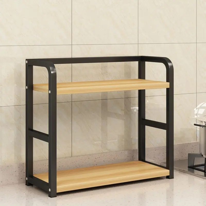 

Thickened Double Tier Metal Kitchen Shelf - Rustproof Countertop Organizer for Coffee, Mugs & Spices Kitchen Storage Rack
