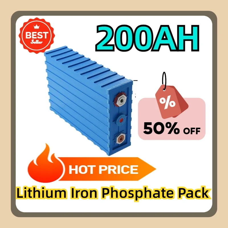 

3.2V 200AH Lifepo4 Battery Rechargeable 200Ah Lithium Iron Phosphate Pack For RV Golf Cart Boats Solar Energy