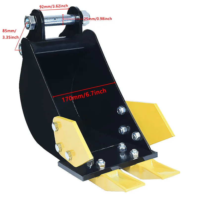 ミニショベルバケットアタッチメント 200mm/7.87インチ トレンチバケット 1～1.5トン級ショベル用 パイプライン設置・溝掘り用