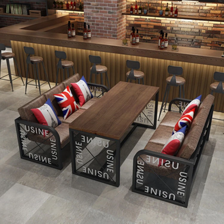American Retro Western Restaurant Sofa Cafe Card Slot Table and Chair Dessert Shop Bar