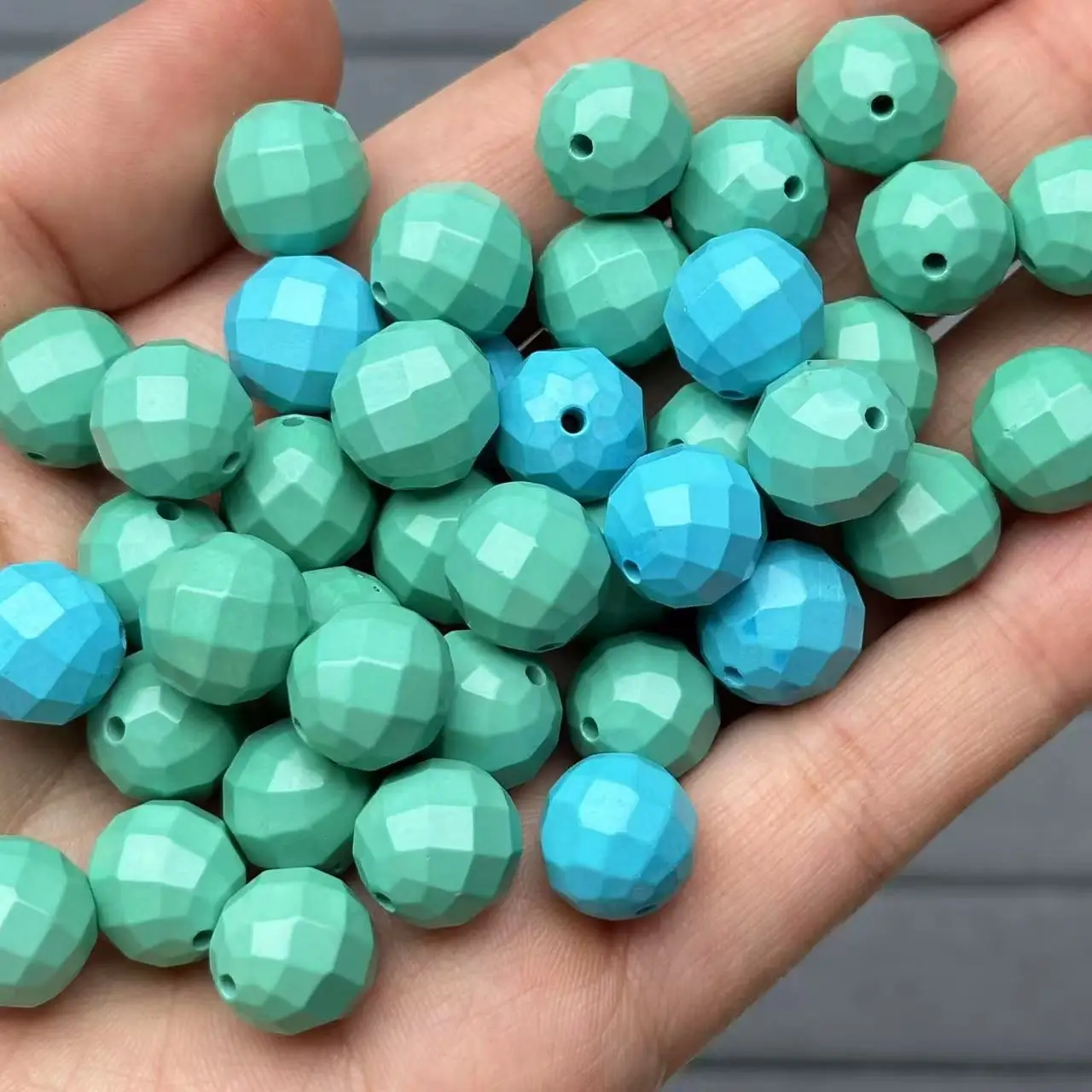 12MM DIY Blue Green Tone Faceted Plain Face Beads for Handmade Bracelet Fashion Accessory