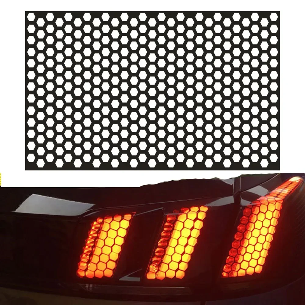 Car Stickers Rear Tail Light Lamp Honeycomb Type Decal Fog Light Smoke Film Decoration Wrap Decal Car Exterior