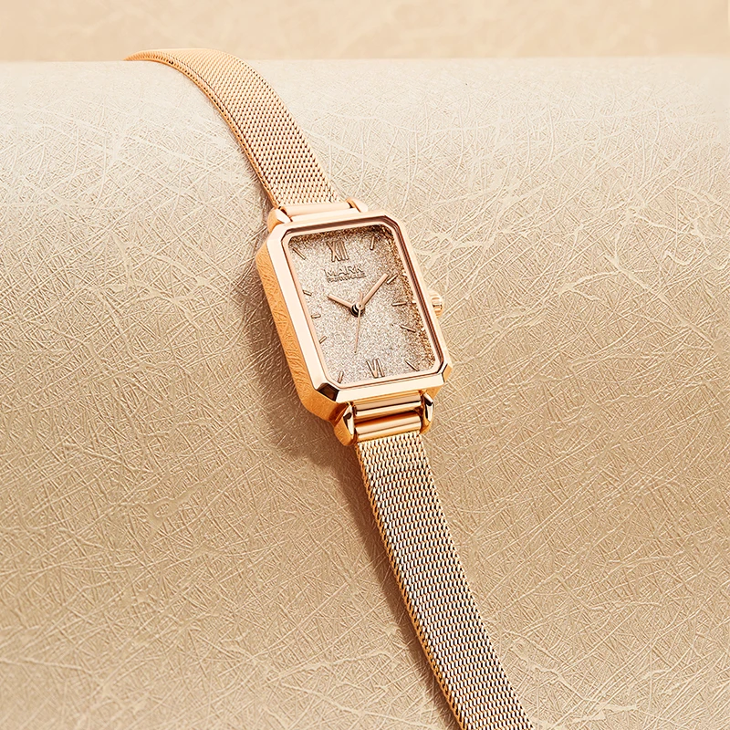 MARK FAIRWHALE FW-3110 Stainless Steel Mesh Belt Quartz Women Watch Casual Fashion Ultra Thin Dial Waterproof Ladies Watch