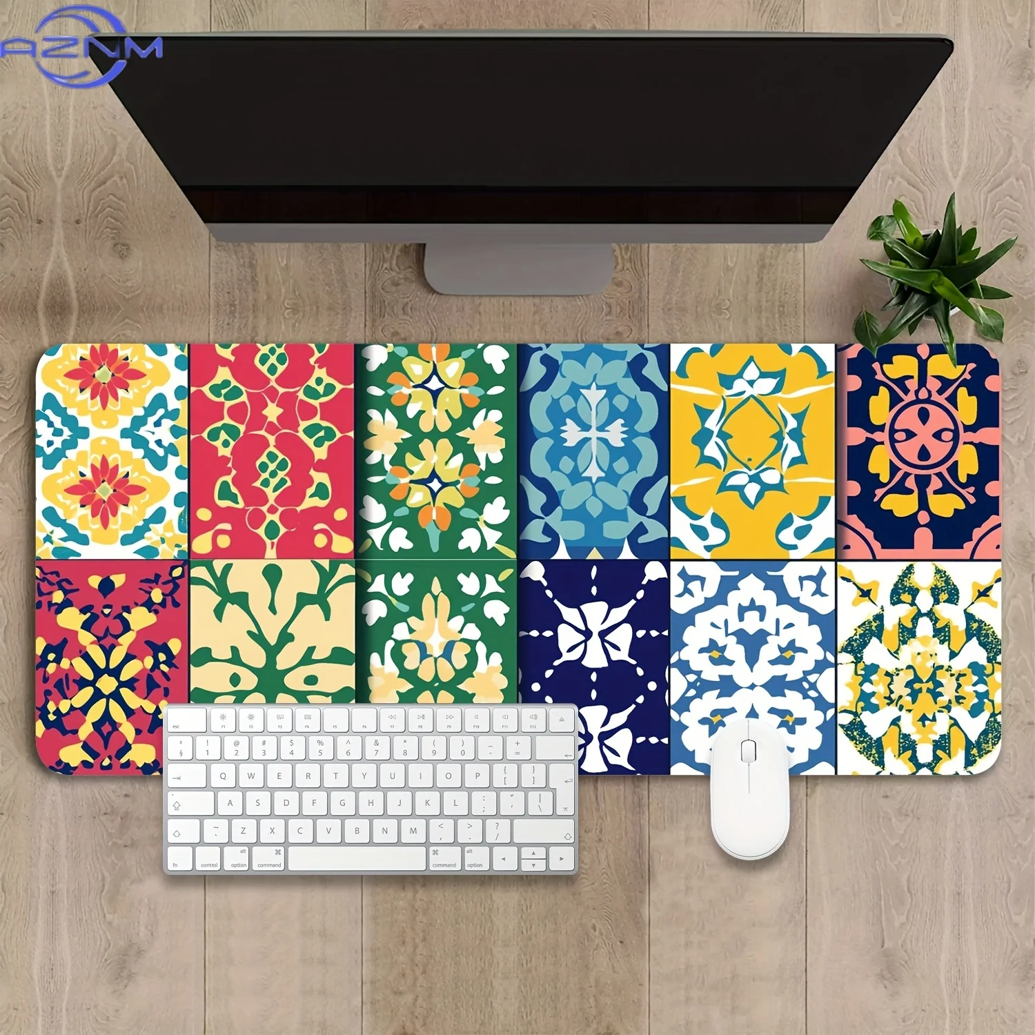 Large Gaming Mouse Pad with Colorful Abstract Patterns - Non-Slip Desk Mat for Office, Home & Gaming, Durable Rectangular Comput
