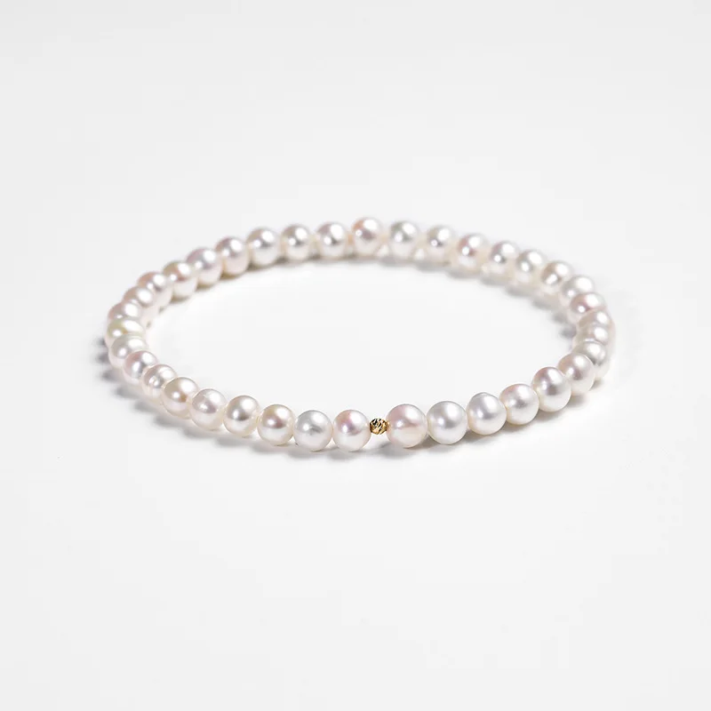 18K Gold Freshwater Pearl Stretch 4-5Mm Ethnic Style Beaded Bracelet Design