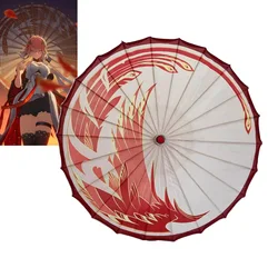 Wuthering Waves Changli Silk Cloth Women Umbrella Cosplay Japanese Ancient Dance Umbrella Decorative Umbrella Chinese Style