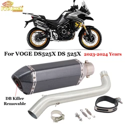 Slip On For VOGE DS525X DS 525X 2023 2024 Motorcycle Exhaust System Escape Mid Link Pipe 51mm Muffler Moto Removable DB Killer