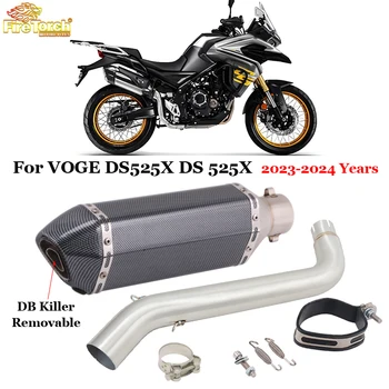 Slip on Motorcycle Exhaust System Escape Modified Middle Link Pipe 51mm Muffler Moto DB Killer For VOGE DS525X DS 525X 2023 2024