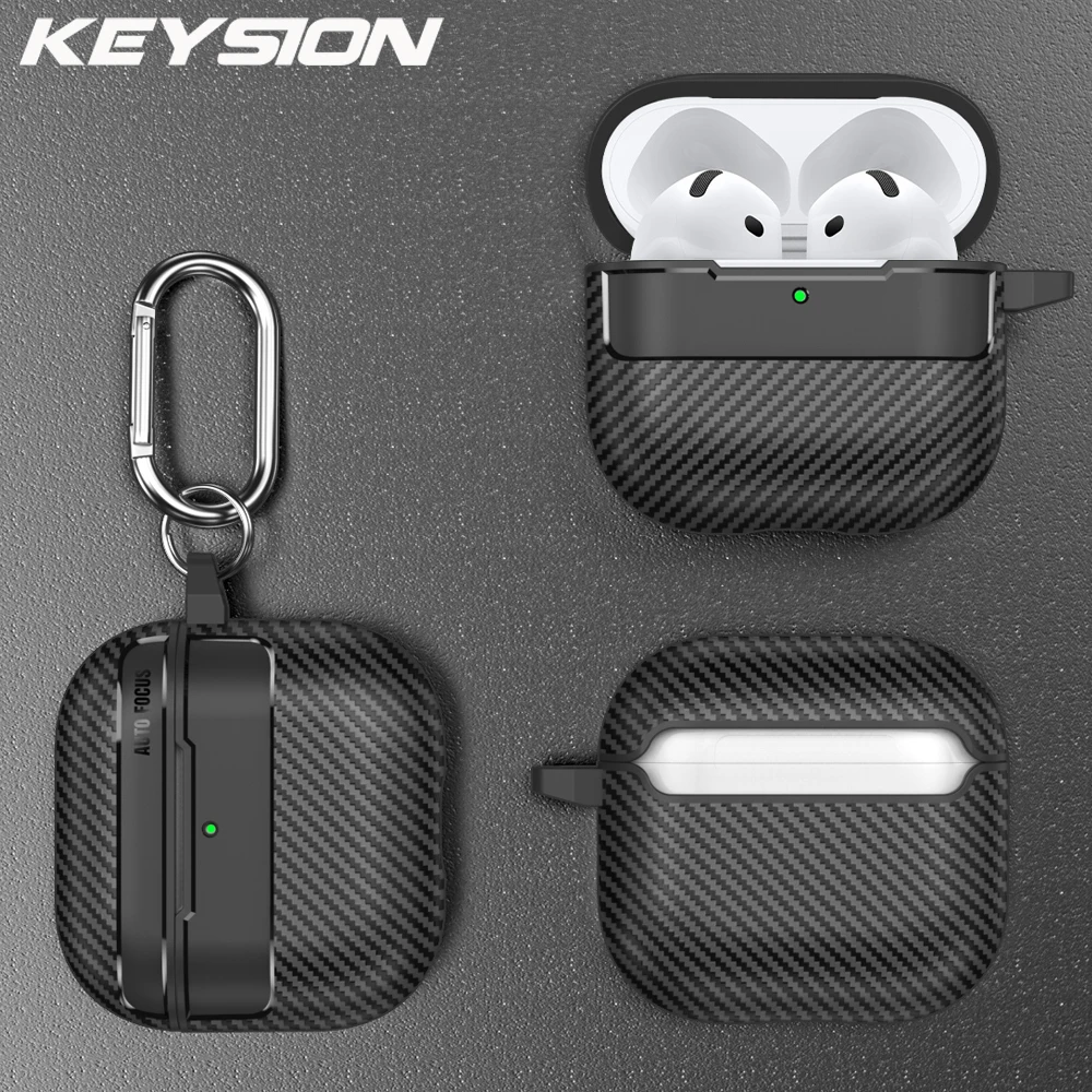 

KEYSION Shockproof Case for Apple AirPods 4 Carbon Fiber Texture Soft TPU Silicone Bluetooth Earphone Cover for AirPods 4th