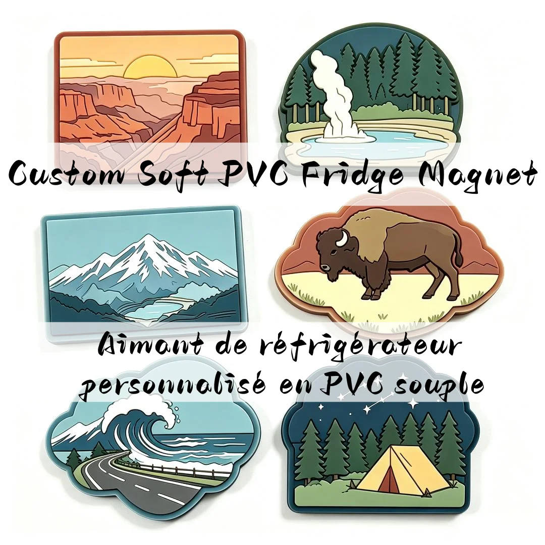 Custom Soft PVC Fridge Magnet Personalized Logo Strong Magnetic Refrigerator Sticker Soft Rubber Magnetic Strip Adhesive Backing
