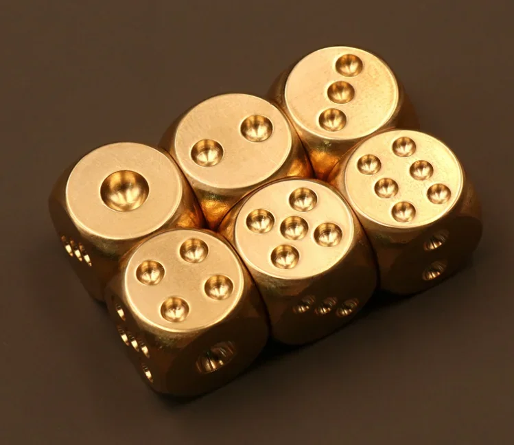 1pc Solid Brass Bar Games Dice Manual Polishing Six Sided Home Bar Party Supplies 2 Sizes 11/13/15/20mm