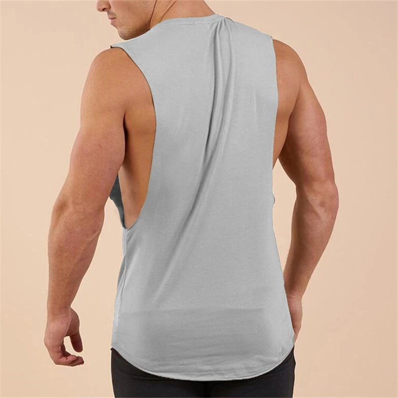 Men\'s Bodybuilding Muscle Training Sweatshirt Summer Cotton Sweat-Absorbent Fitness Sleeveless Tops Outside Running T-shirt