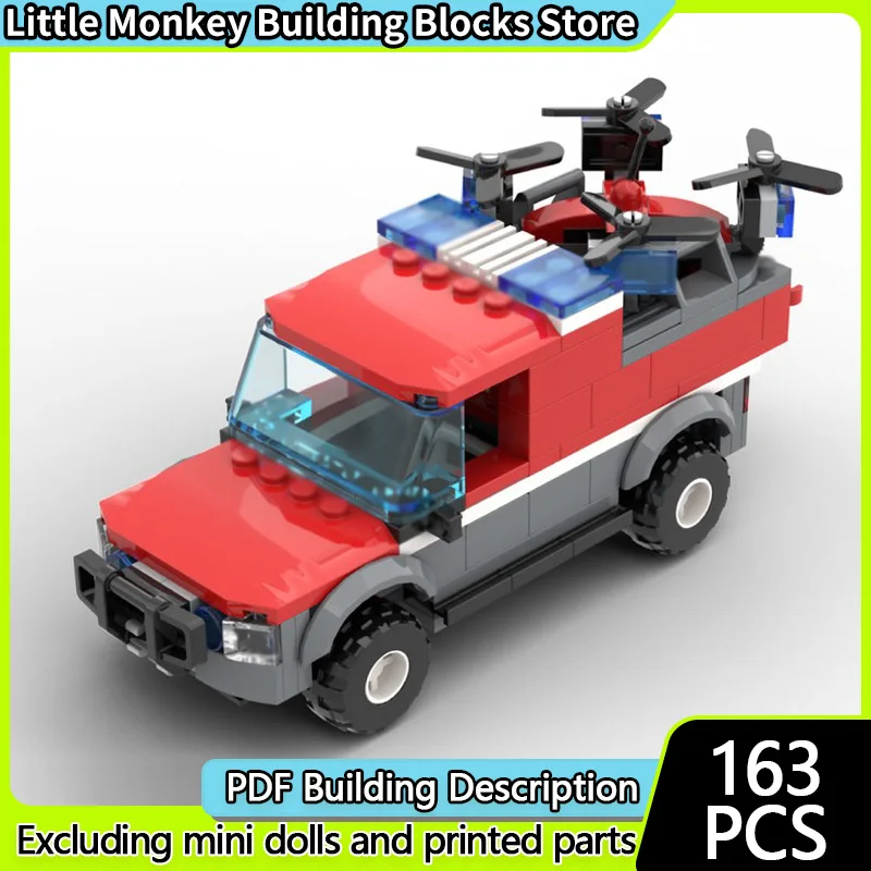 

Модель городской спасательной техники MOC, строительные кирпичи, пожарный БПЛА, базовый автомобиль, модульная технология, детский праздничный подарок, сборный игрушечный костюм