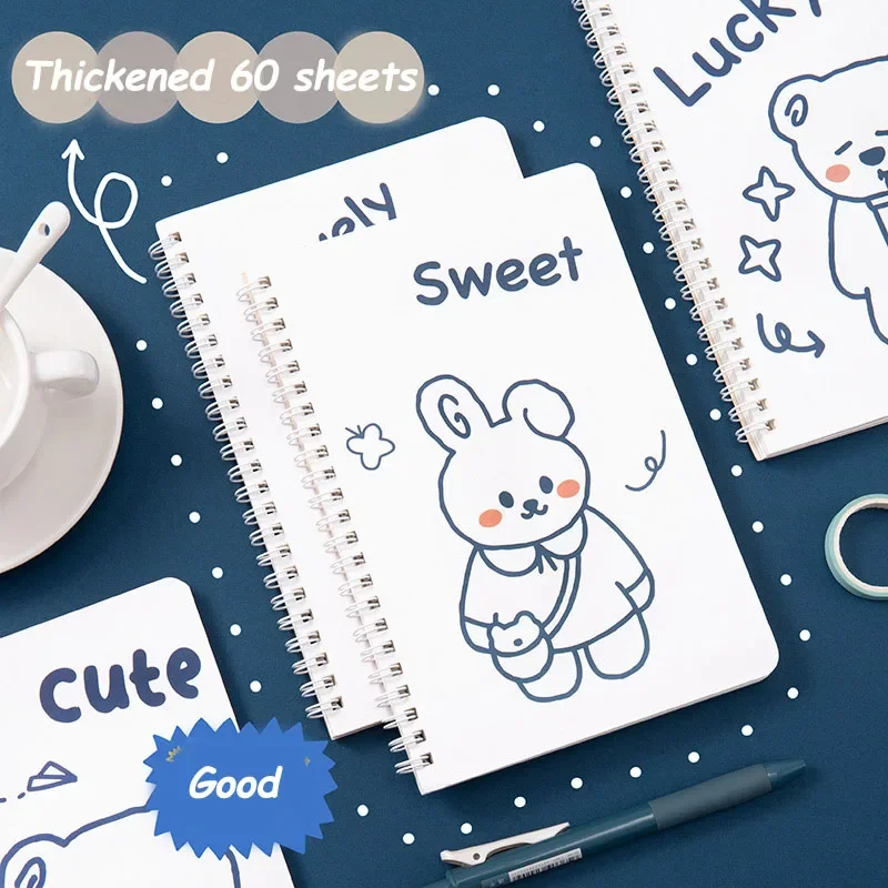 A5 Coil Cartoon Cute Student Horizontal Notebook Thickened Eye Protection Color Copy Portable Notebook Learning Supplies