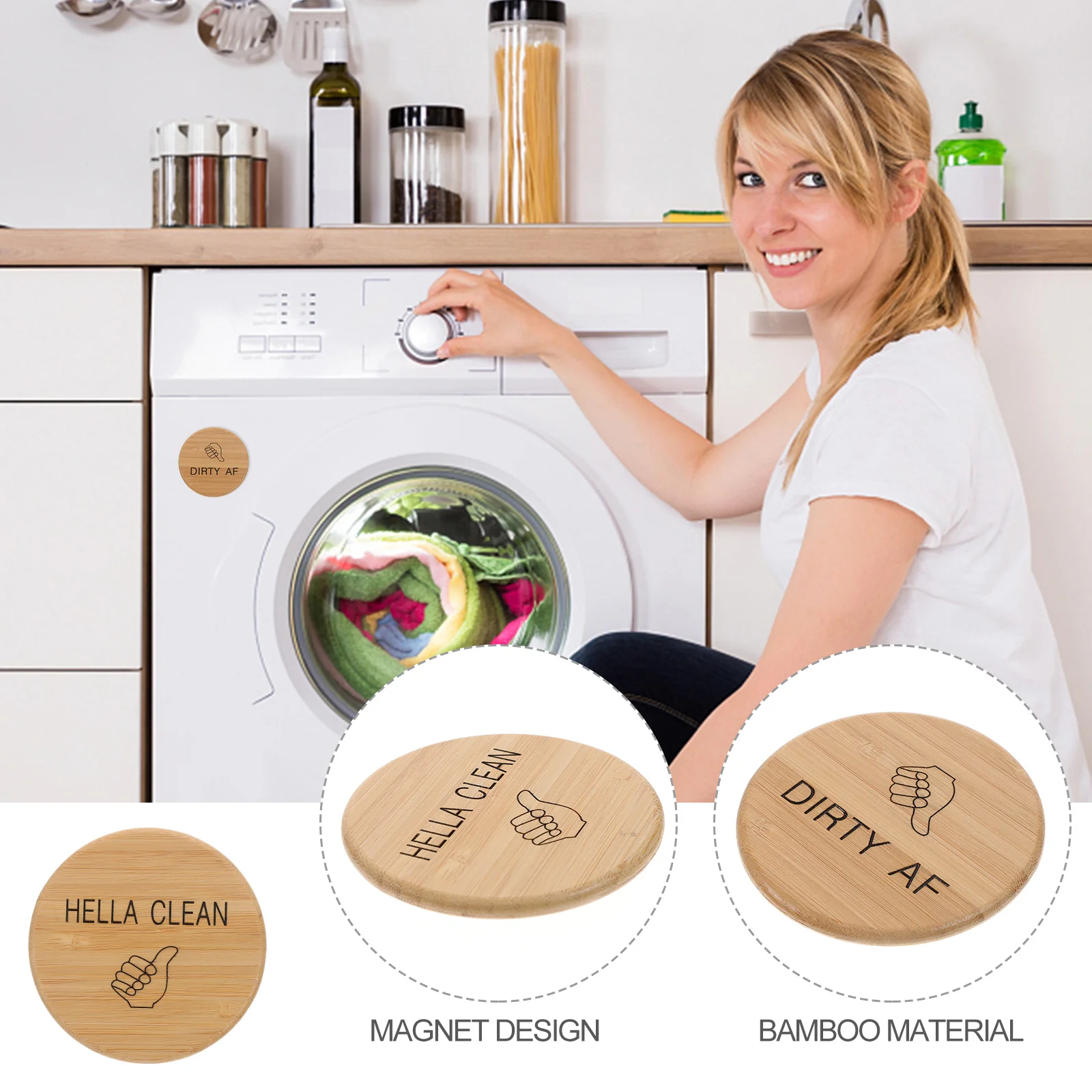 علامة مغناطيسية قذرة نظيفة لغسالة الأطباق، علامة باب الثلاجة مزدوجة الجوانب، ملحقات أجهزة المطبخ، مستلزمات المنزل #3