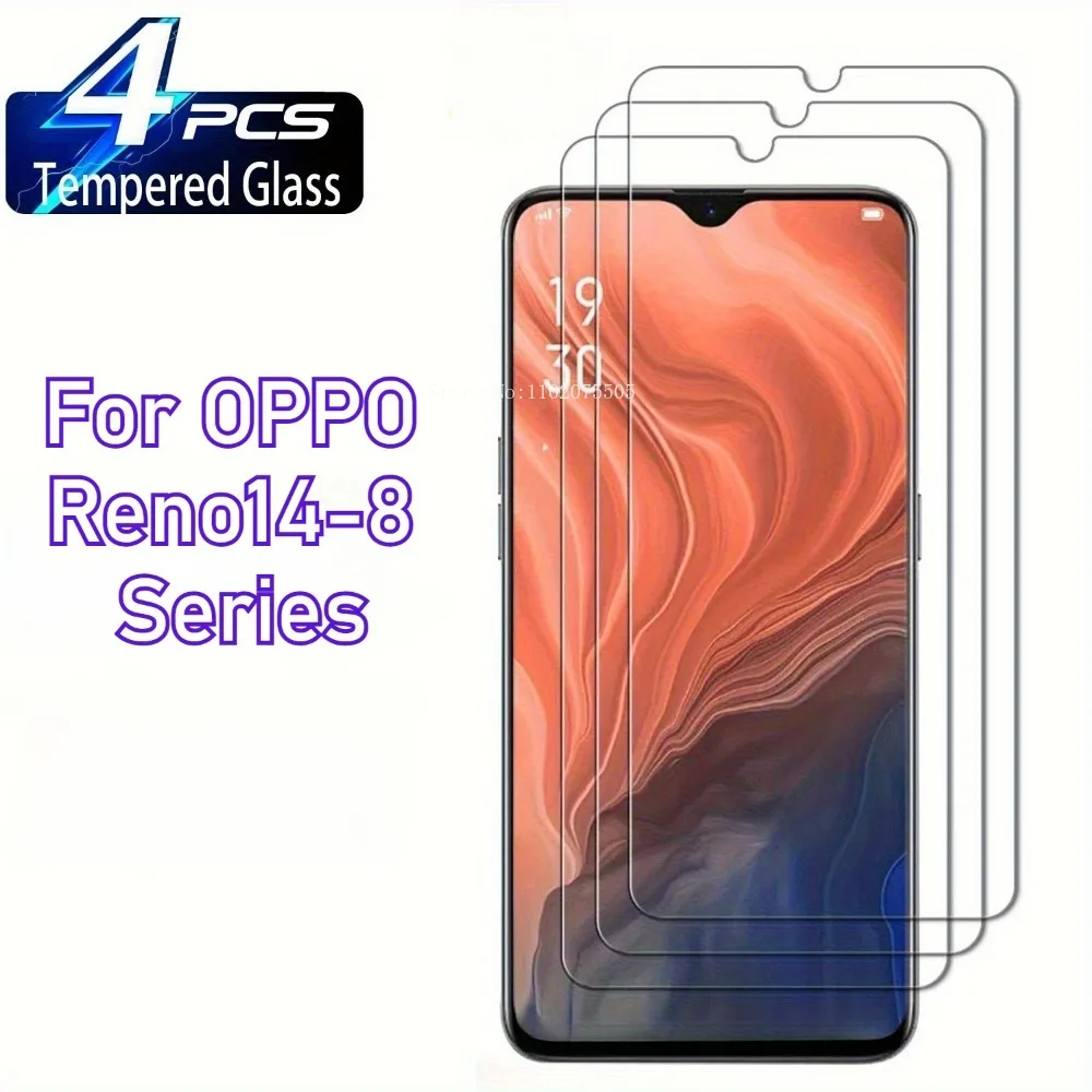

4Pcs 9H Screen Protector Tempered Glass for OPPO Reno 11/12/13 Pro 12F 13F Reno 14 Pro 14F Reno 10/9 Pro Plus 8T HD Glass Film