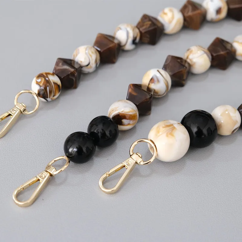 New Woman Bag Accessory Brown Beige Acrylic Resin Beads Parts Luxury Handcrafted Wristband Women Replacement Bag Handle Chain