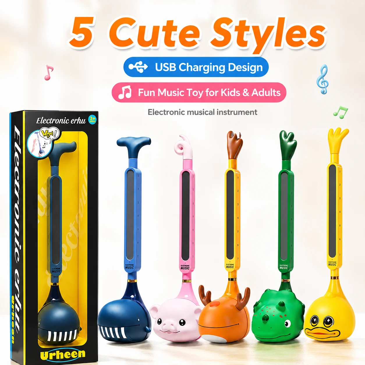 

Otamatone Japanese Electronic Musical Instrument USB Charging Music Synthesizer Tadpole Kawaii Educational Gift For Kids Adult