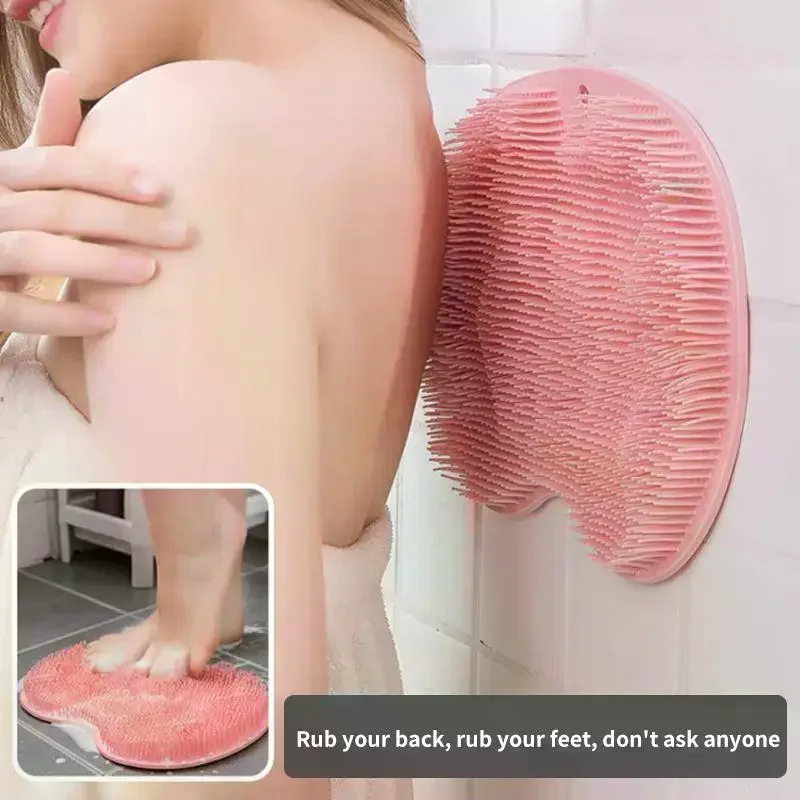 Foot Scrubber Mat Back Washer Exfoliating Bath Wash Pad Wall Mounted Slip Suction Cups For Use In Cleaner Men And Women Shower