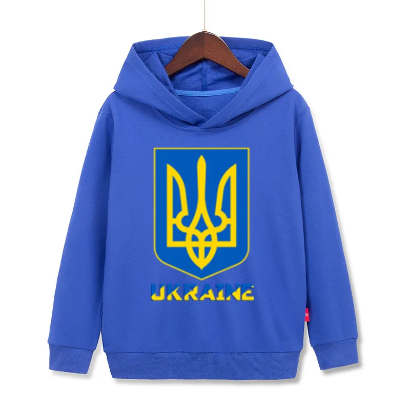 Ukraine logo Cartoon Children Hoodies 100% Cotton Boy Girl Hooded sweatshirts Ukrainian Harajuku 90s Print Kids Clothing Tops