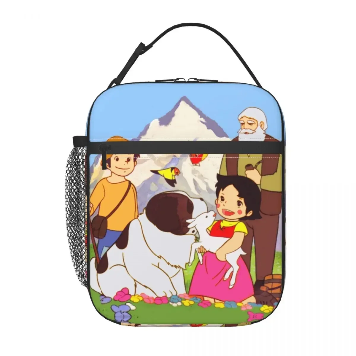 Custom Heidi Peter And Grandpa Together Lunch Bag Men Women Cooler Thermal Insulated Lunch Boxes for Student School