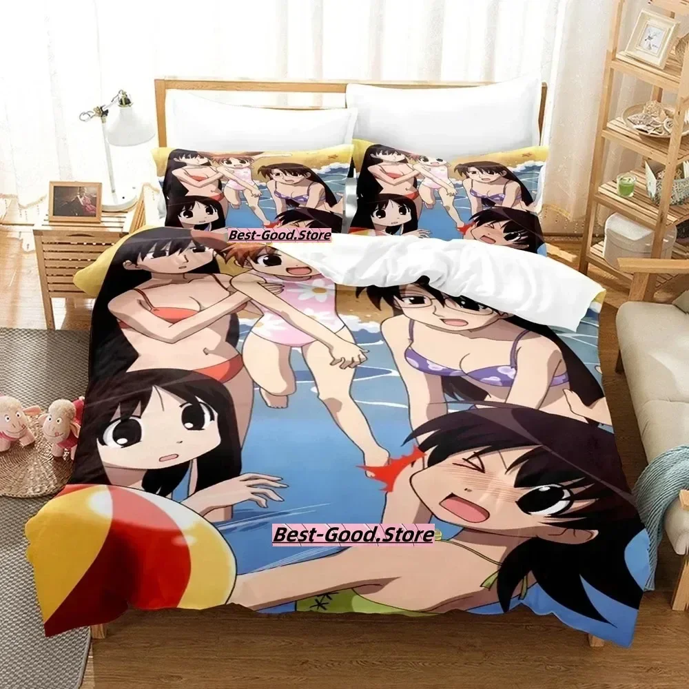 Azumanga Daioh طقم سرير غطاء لحاف ورقة مطبوعة طقم سرير كيس وسادة سرير كامل الملكة الملك الحجم المعزي غرفة نوم