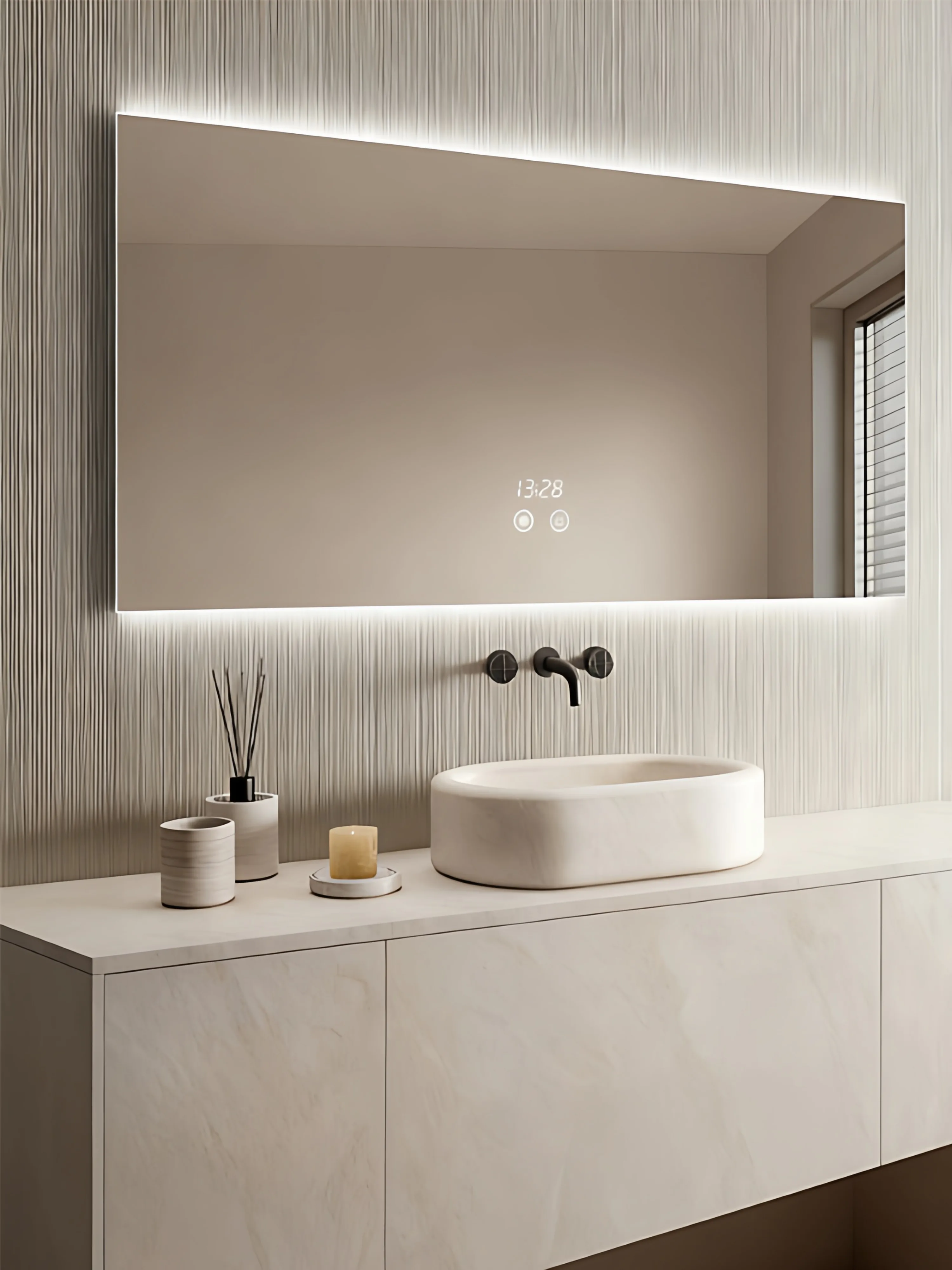 Smart luminous bathroom mirror with light up and down backlight wall hanging bathroom bathroom large mirror