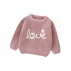 Baby Girls Sweaters Clothes Spring Autumn Casual Crew Neck Long Sleeve Knit Newborn Pink Pullovers Jumper Winter Infant Knitwear