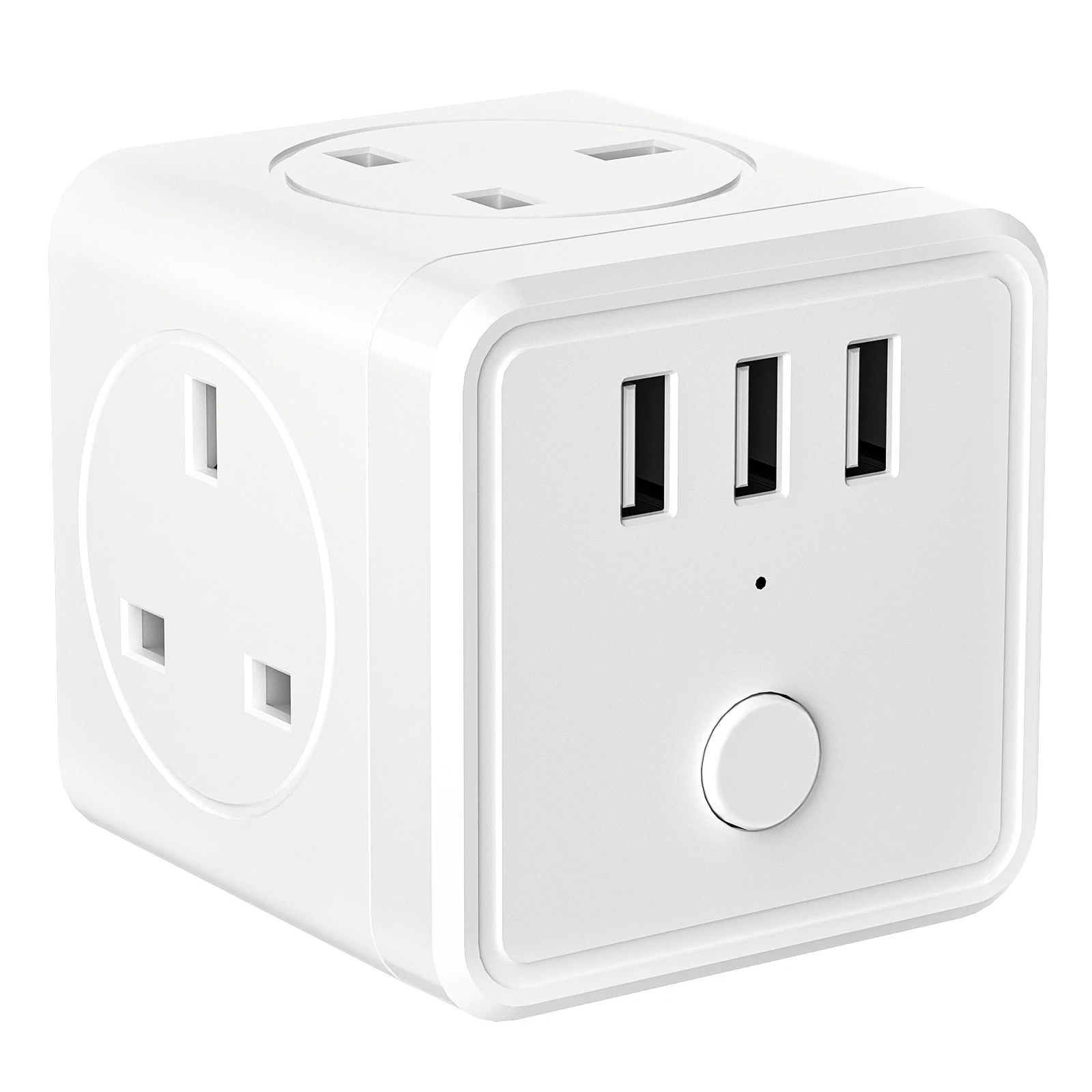 UK Plug Power Strip Cube z 3 gniazdami AC 3 gniazda elektryczne USB Adapter ścienny z wieloma wtyczkami z przełącznikiem biały do podróży w domu