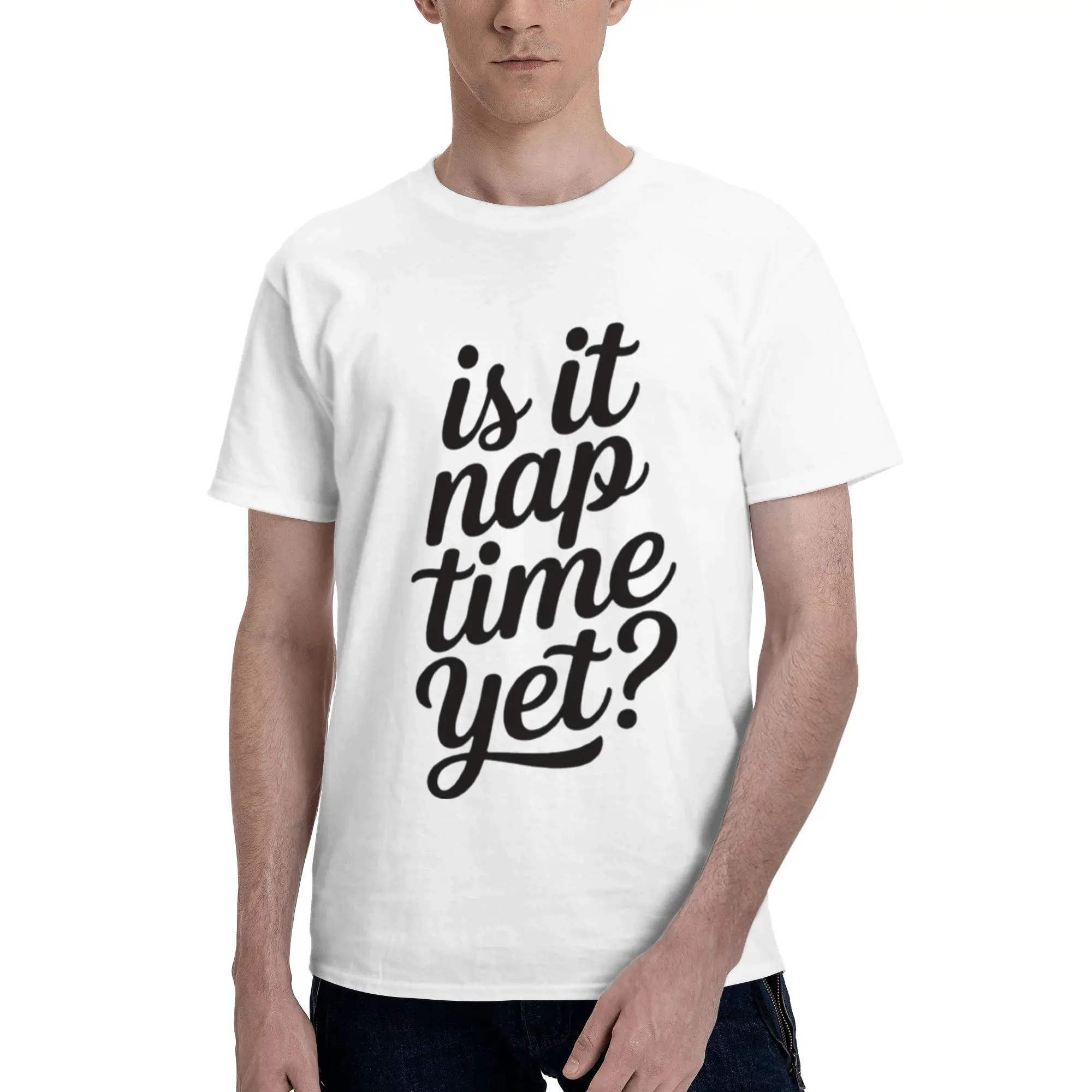 is it nap time yet Men Short Sleeved T-Shirt Lightweight Hip Hop Pattern Print Tees Streetwear Trippy Design Cool Edgy