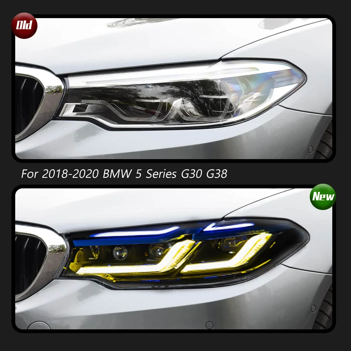

Обновление светодиодной фары, модифицированный для BMW 5 серии G30 G38 желтый DRL Headlght 2017-2020, динамический сигнальный налобный фонарь, автоаксессуары