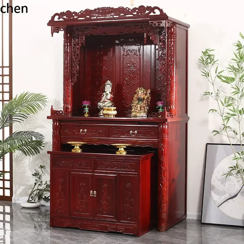 y14-buddha niche cabinet for home solid wood   altar offering table worship platform  cabinet god of wealth shrine cabinet altar