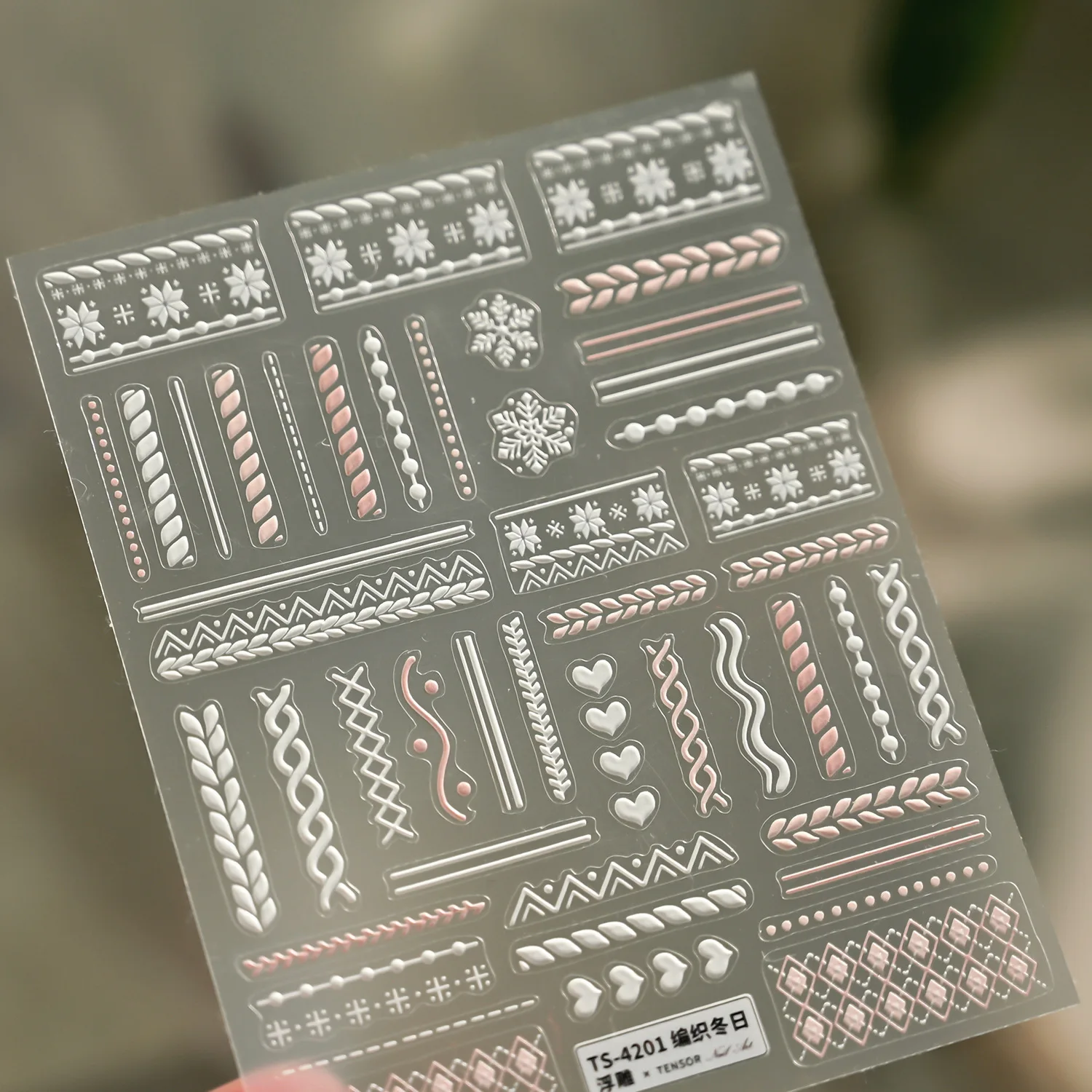 5D تنقش سترة مسمار ملصقات الشتاء عيد الميلاد محبوك نمط الثلج مسمار ملصقات فنية المتزلجون مانيكير الديكور